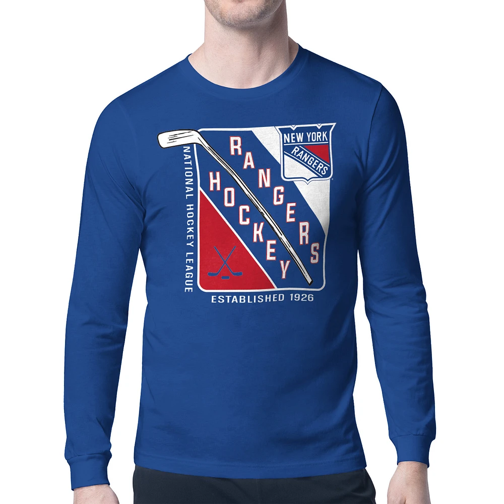 Men's Starter New York Rangers Shield Long Sleeve Graphic T-Shirt