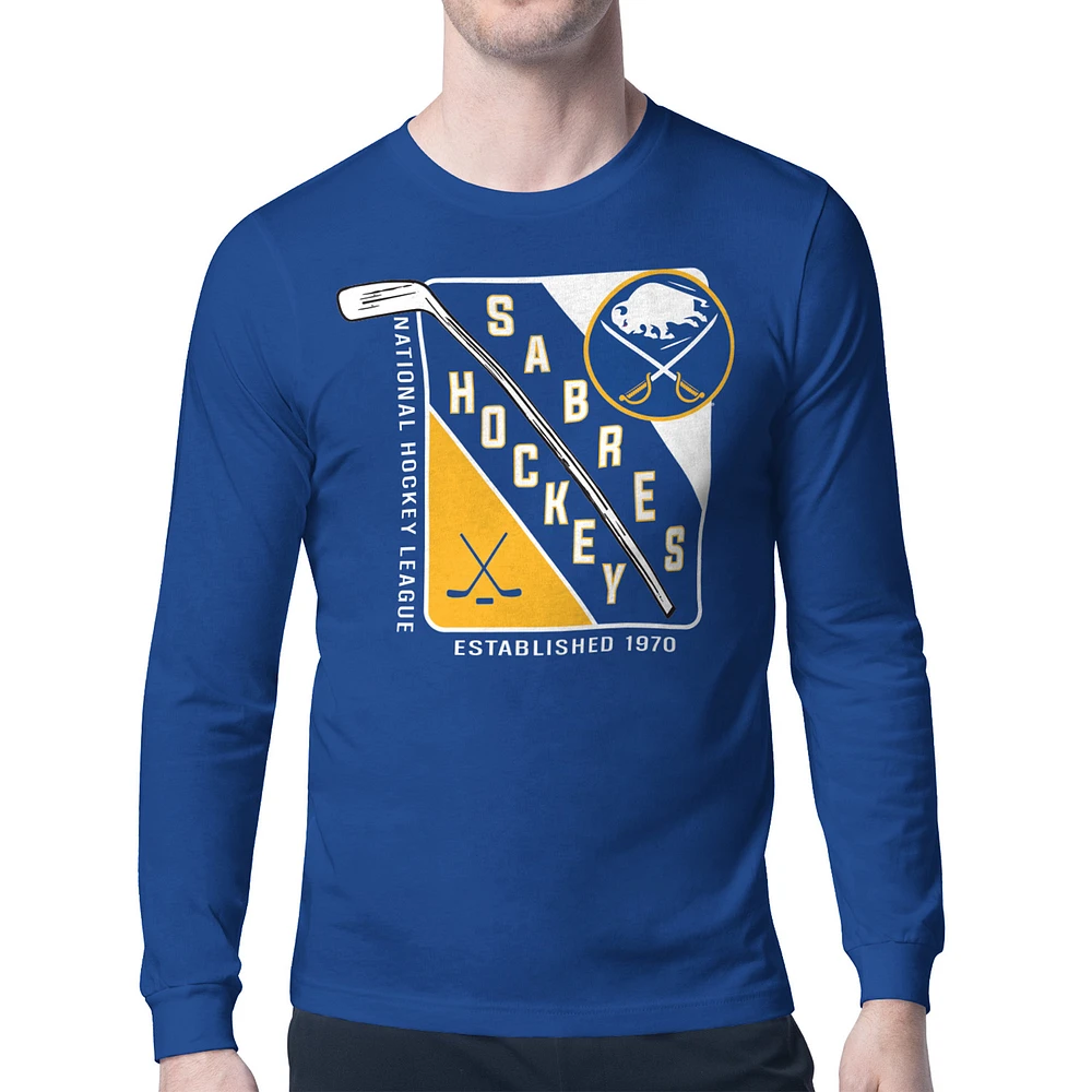 Men's Starter Royal Buffalo Sabres Shield Long Sleeve Graphic T-Shirt