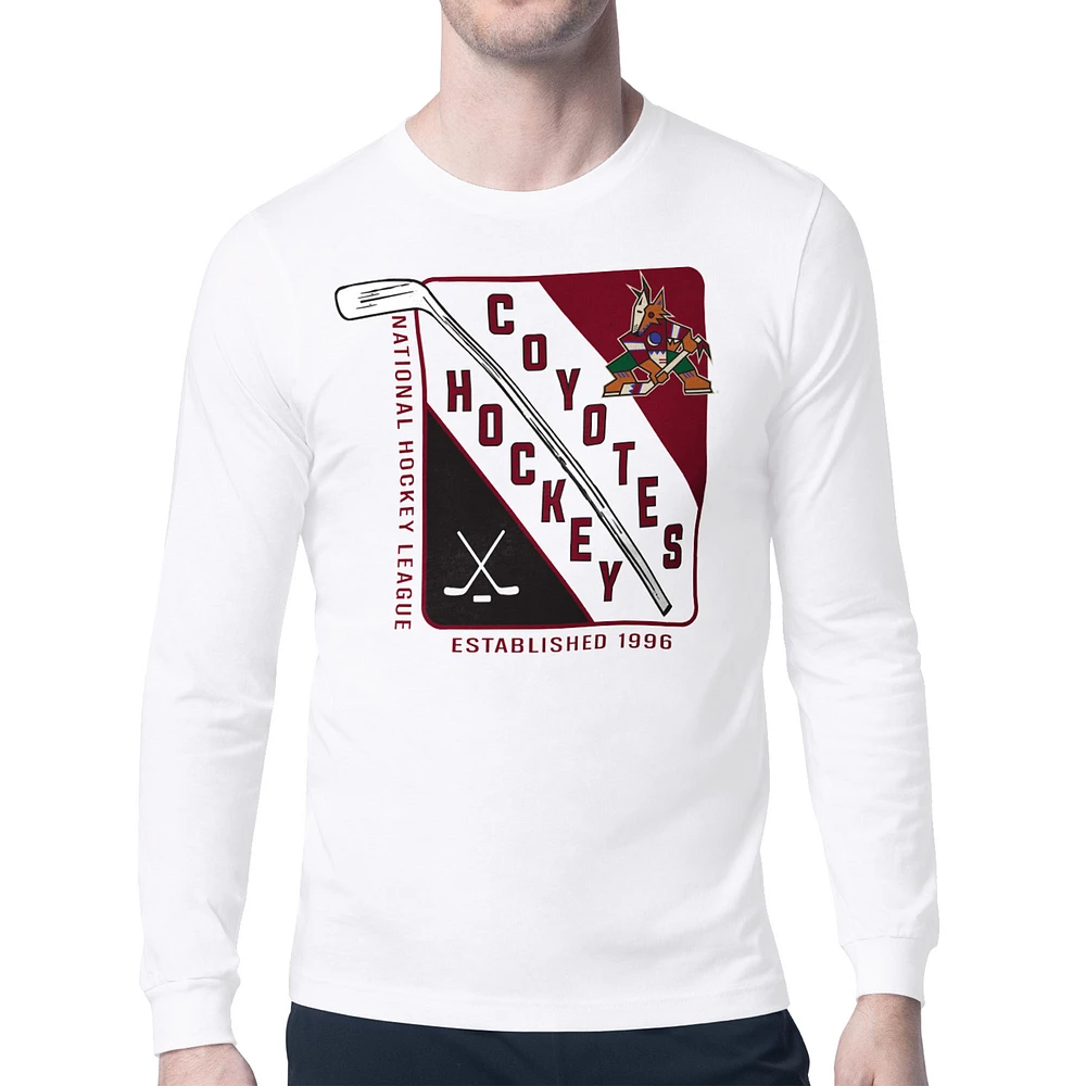 Men's Starter White Arizona Coyotes Shield Long Sleeve Graphic T-Shirt