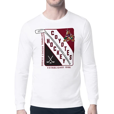 Men's Starter White Arizona Coyotes Shield Long Sleeve Graphic T-Shirt