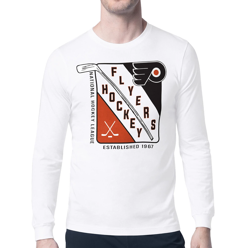Men's Starter White Philadelphia Flyers Shield Long Sleeve Graphic T-Shirt