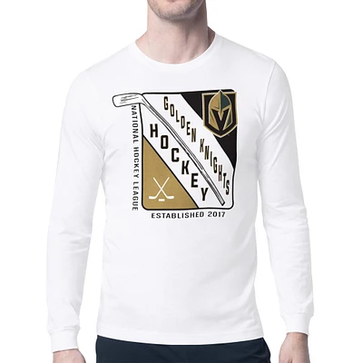 Men's Starter White Vegas Golden Knights Shield Long Sleeve Graphic T-Shirt