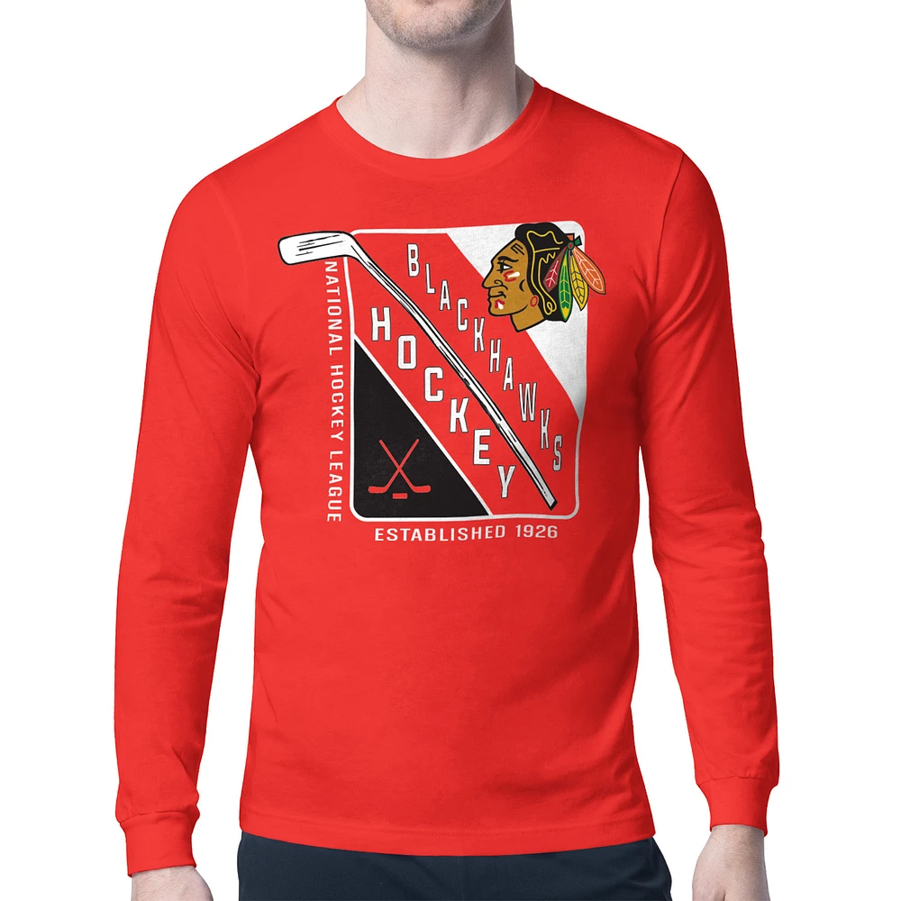 Men's Starter Chicago Blackhawks Shield Long Sleeve Graphic T-Shirt