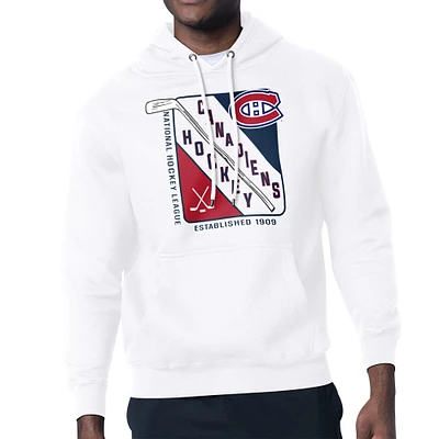 Men's Starter White Montreal Canadiens Shield Logo Pullover Hoodie