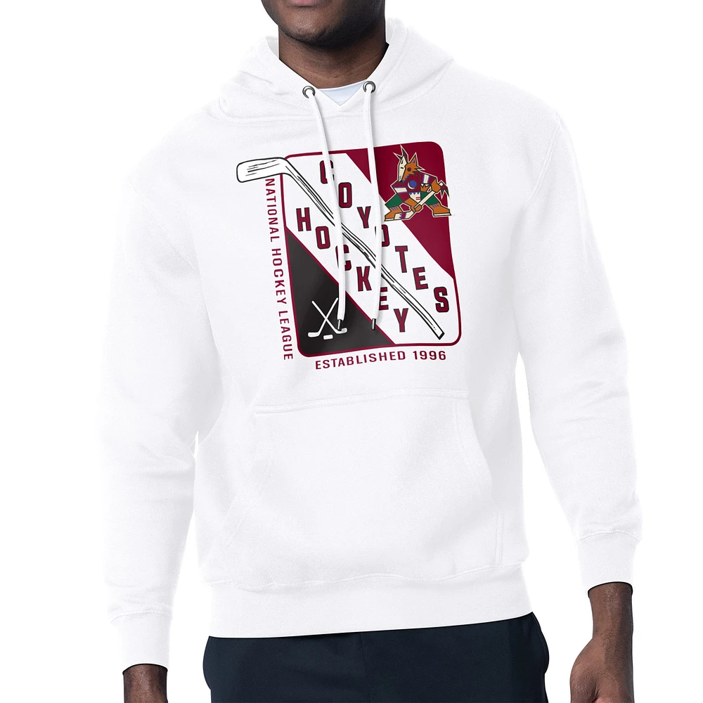 Men's Starter White Arizona Coyotes Shield Logo Pullover Hoodie