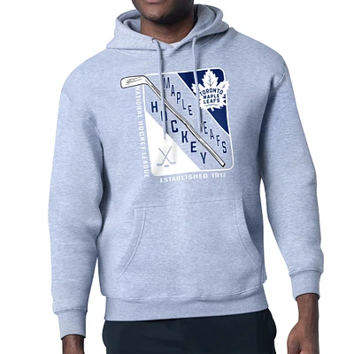 Men's Starter Heather Gray Toronto Maple Leafs Shield Logo Pullover Hoodie