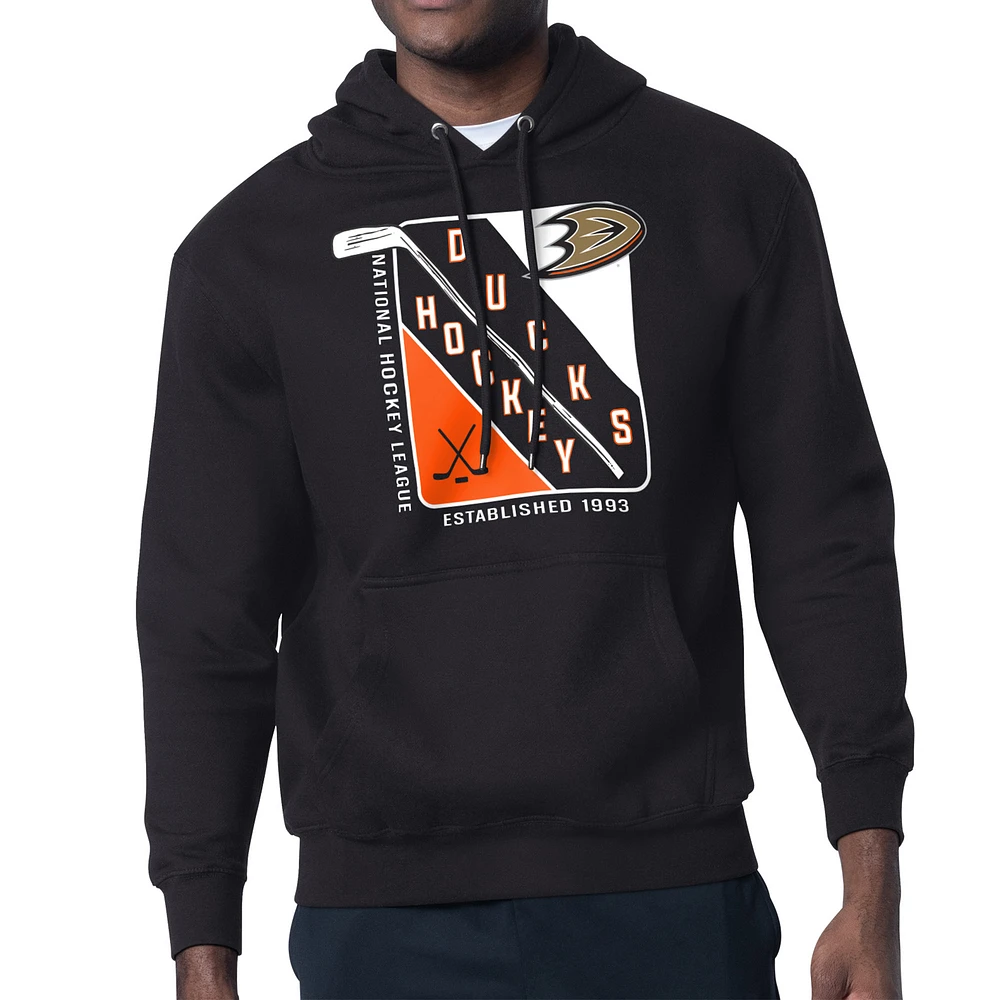 Men's Starter Black Anaheim Ducks Shield Logo Pullover Hoodie