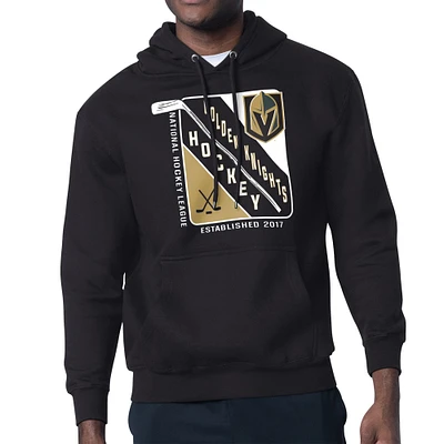 Men's Starter Black Vegas Golden Knights Shield Logo Pullover Hoodie