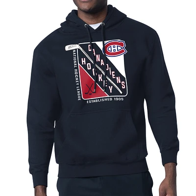 Men's Starter Navy Montreal Canadiens Shield Logo Pullover Hoodie