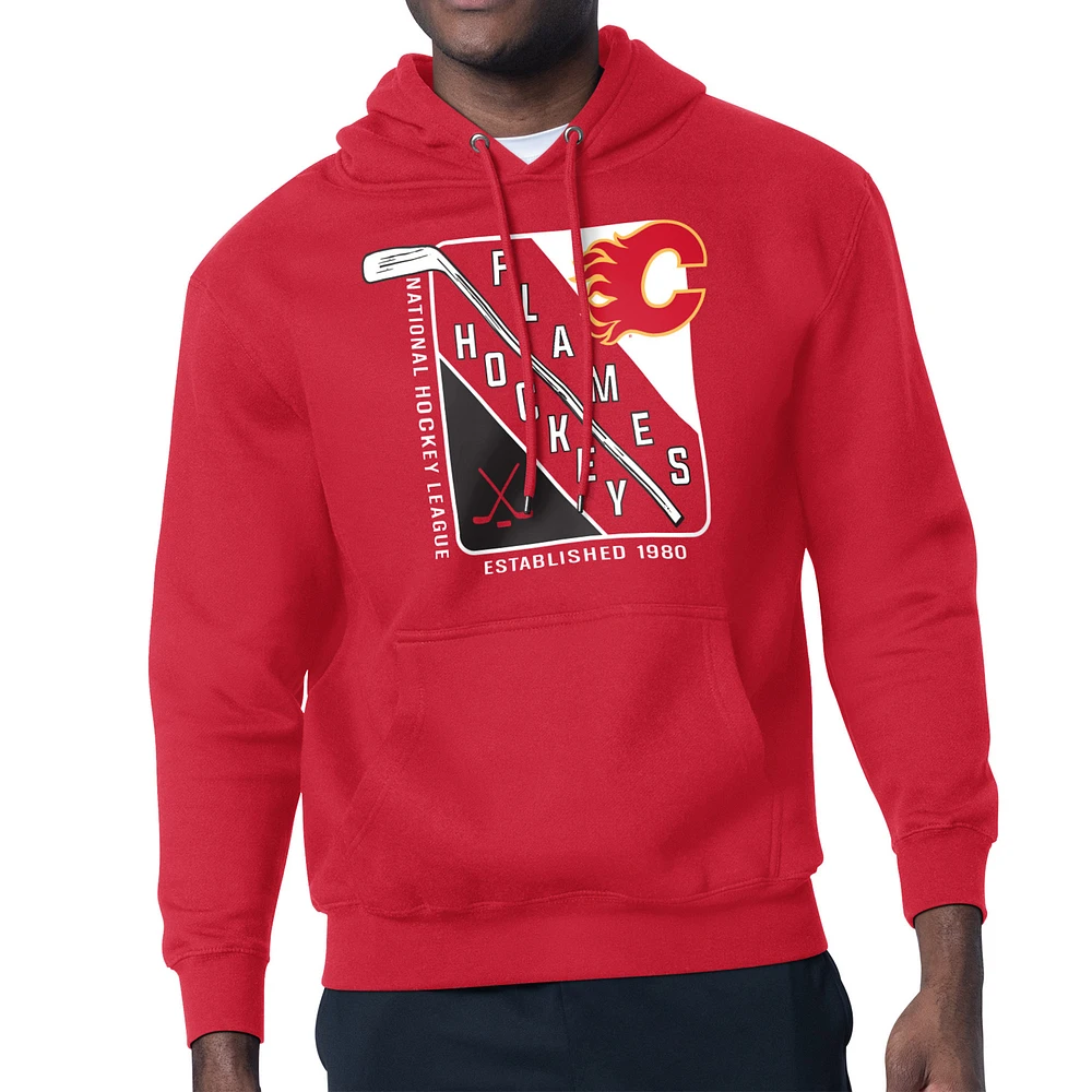 Men's Starter Calgary Flames Shield Logo Pullover Hoodie