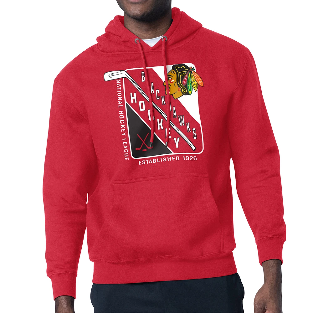 Men's Starter Chicago Blackhawks Shield Logo Pullover Hoodie