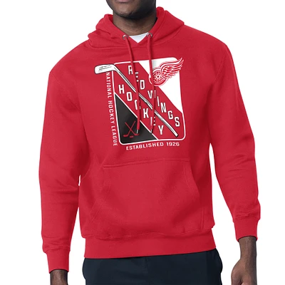 Men's Starter Red Detroit Wings Shield Logo Pullover Hoodie