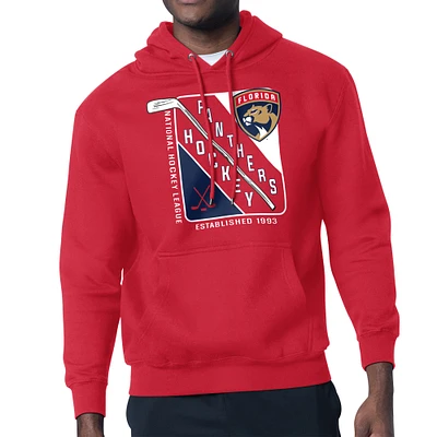 Men's Starter Red Florida Panthers Shield Logo Pullover Hoodie
