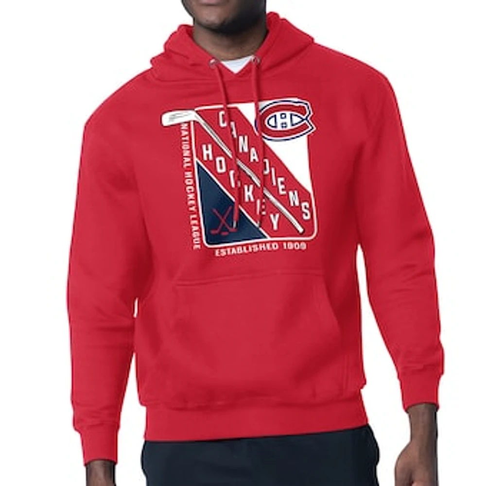 Men's Starter Red Montreal Canadiens Shield Logo Pullover Hoodie