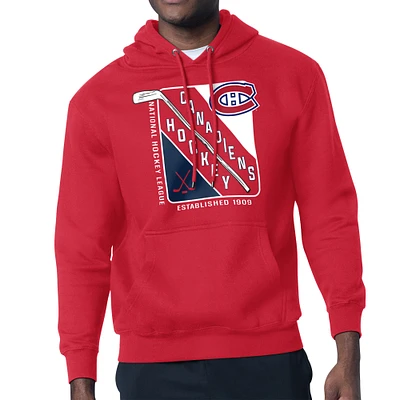 Men's Starter Red Montreal Canadiens Shield Logo Pullover Hoodie