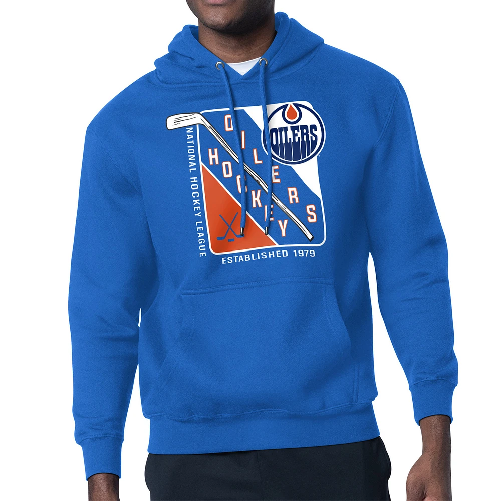 Men's Starter Royal Edmonton Oilers Shield Logo Pullover Hoodie