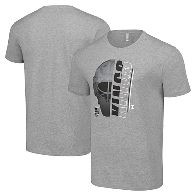 Men's Starter Heather Gray Los Angeles Kings Half Helmet Logo T-Shirt