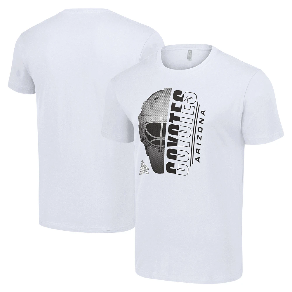 Men's Starter White Arizona Coyotes Half Helmet Logo T-Shirt