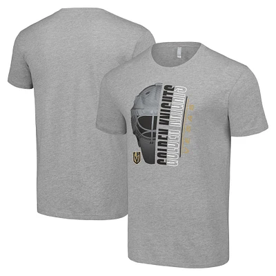 Men's Starter Heather Gray Vegas Golden Knights Half Helmet Logo T-Shirt