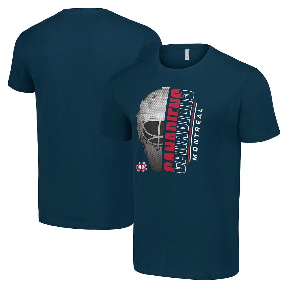 Men's Starter Navy Montreal Canadiens Half Helmet Logo T-Shirt