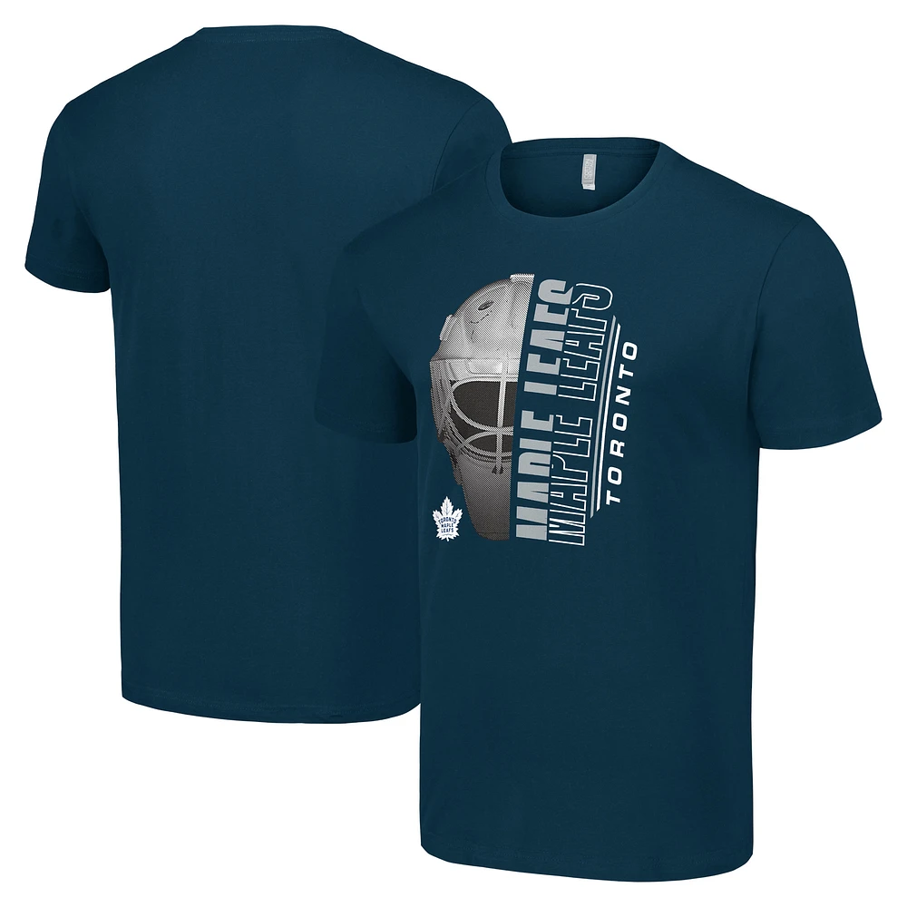 Men's Starter Navy Toronto Maple Leafs Half Helmet Logo T-Shirt