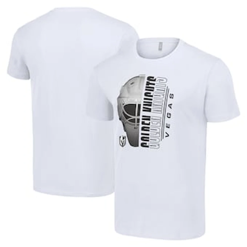 Men's Starter White Vegas Golden Knights Half Helmet Logo T-Shirt
