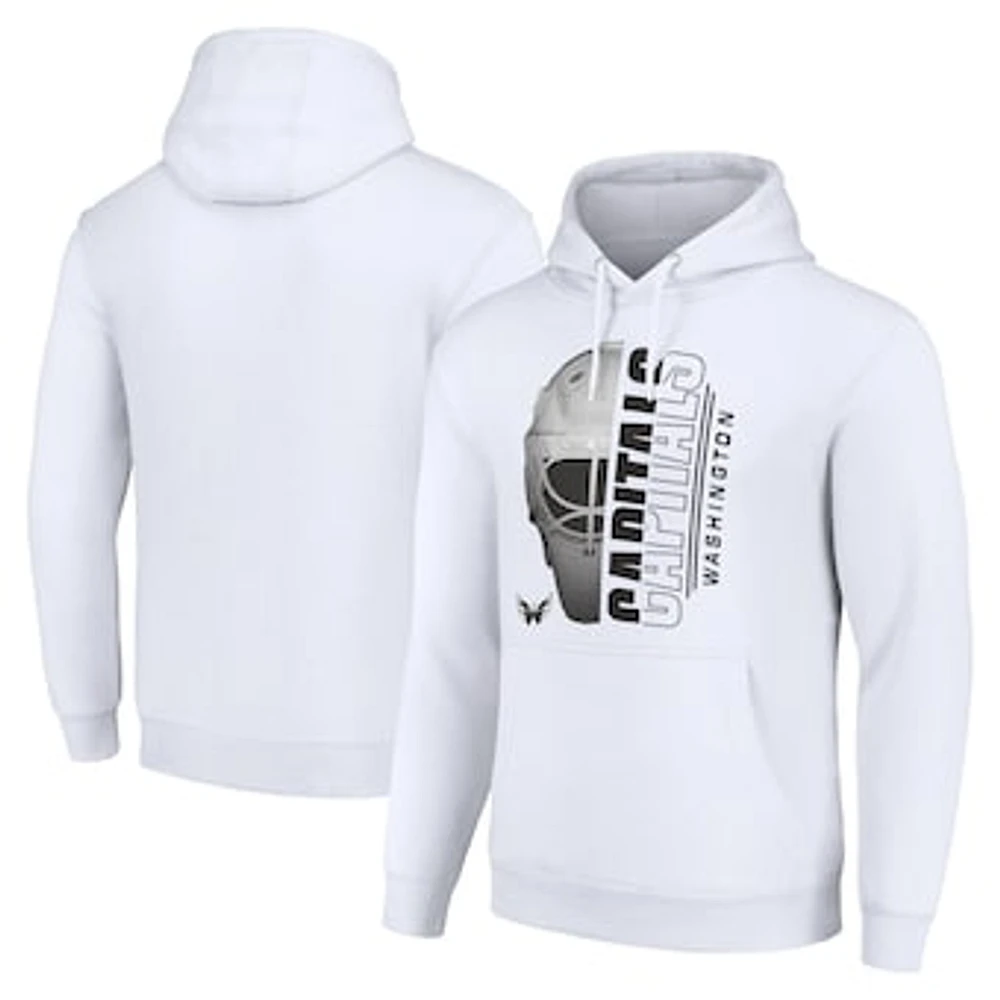 Men's Starter White Washington Capitals Half Helmet Fleece Pullover Hoodie