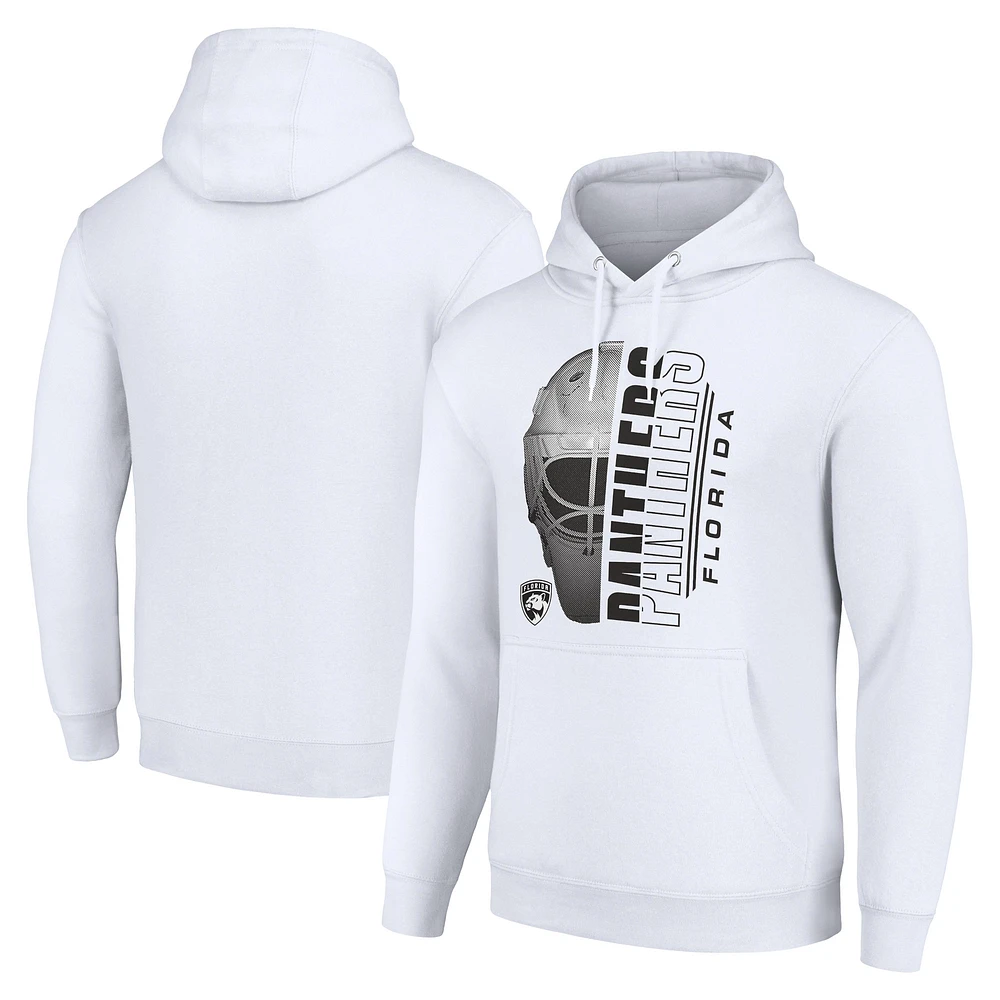 Men's Starter White Florida Panthers Half Helmet Logo Fleece Pullover Hoodie