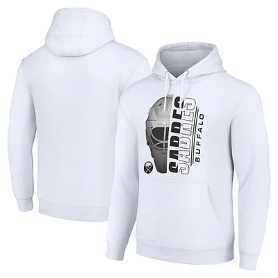 Men's Starter White Buffalo Sabres Half Helmet Fleece Pullover Hoodie