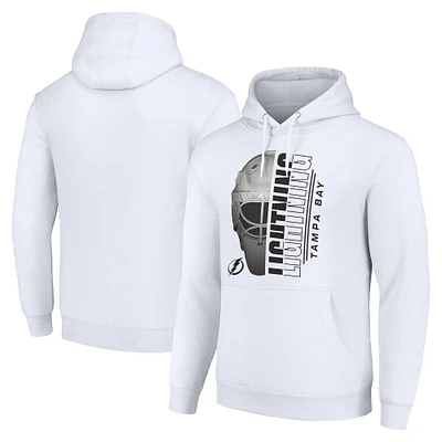Men's Starter White Tampa Bay Lightning Half Helmet Fleece Pullover Hoodie
