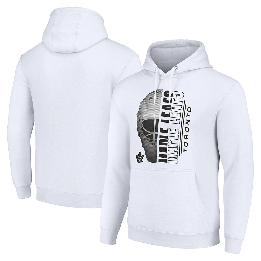 Men's Starter White Toronto Maple Leafs Half Helmet Fleece Pullover Hoodie