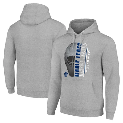 Men's Starter Heather Gray Toronto Maple Leafs Half Helmet Fleece Pullover Hoodie