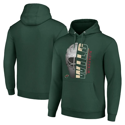Men's Starter Minnesota Wild Half Helmet Fleece Pullover Hoodie