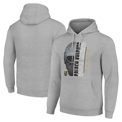 Men's Starter Heather Gray Vegas Golden Knights Half Helmet Fleece Pullover Hoodie