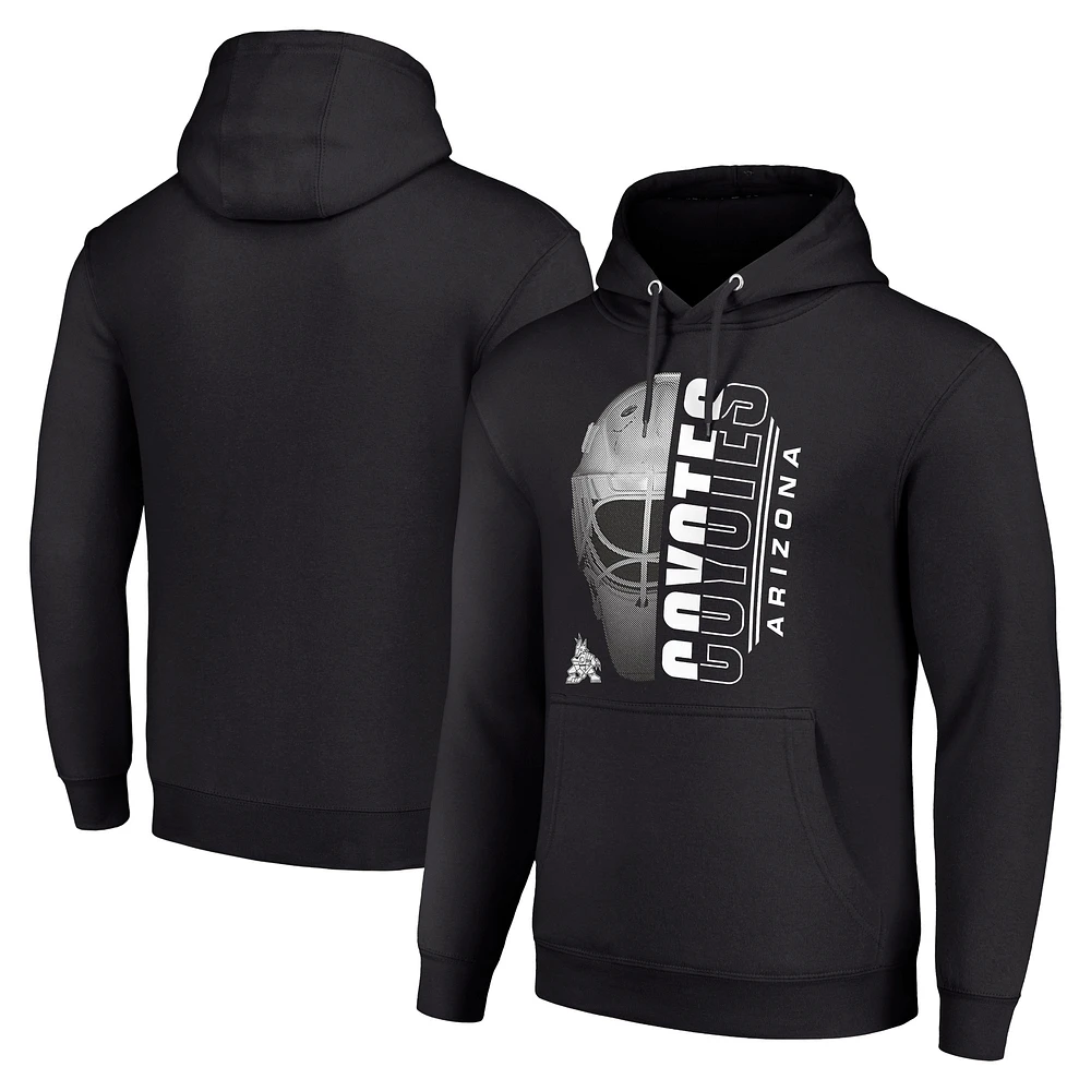 Men's Starter Black Arizona Coyotes Half Helmet Fleece Pullover Hoodie
