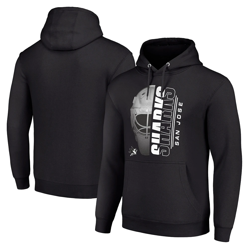 Men's Starter San Jose Sharks Half Helmet Fleece Pullover Hoodie