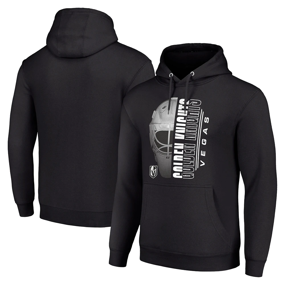 Men's Starter Black Vegas Golden Knights Half Helmet Fleece Pullover Hoodie