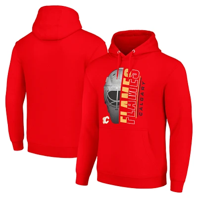 Men's Starter Calgary Flames Half Helmet Fleece Pullover Hoodie
