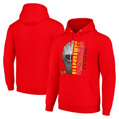 Men's Starter Chicago Blackhawks Half Helmet Fleece Pullover Hoodie