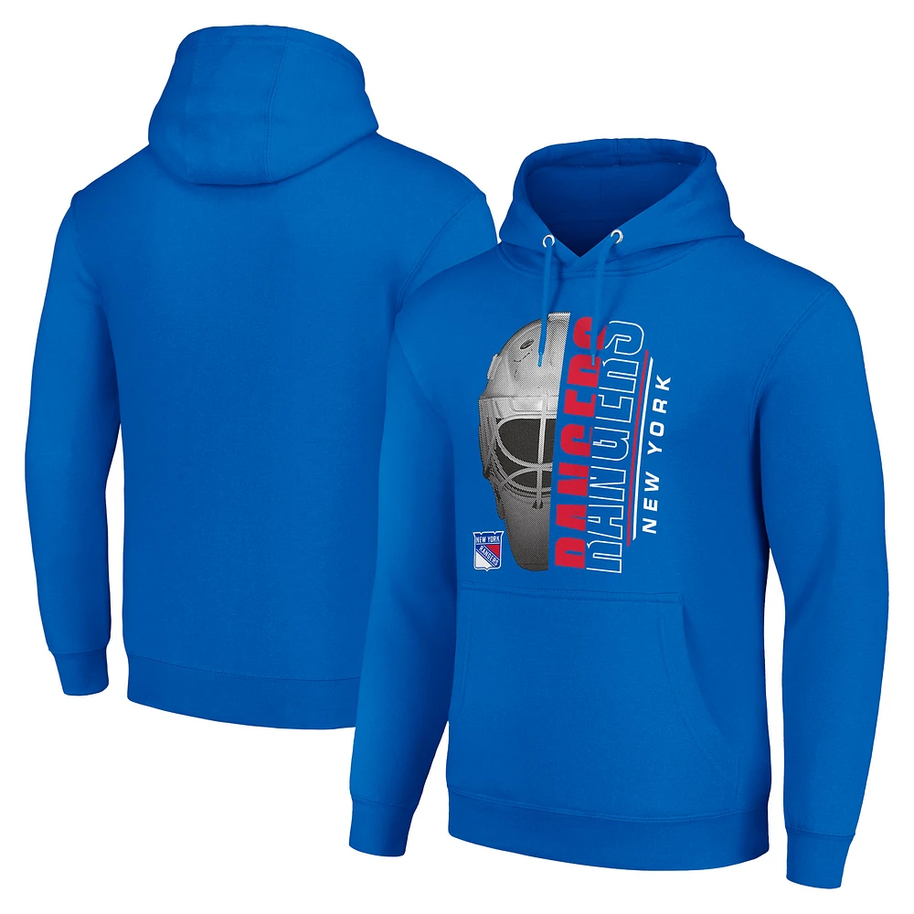 Men's Starter New York Rangers Half Helmet Fleece Pullover Hoodie