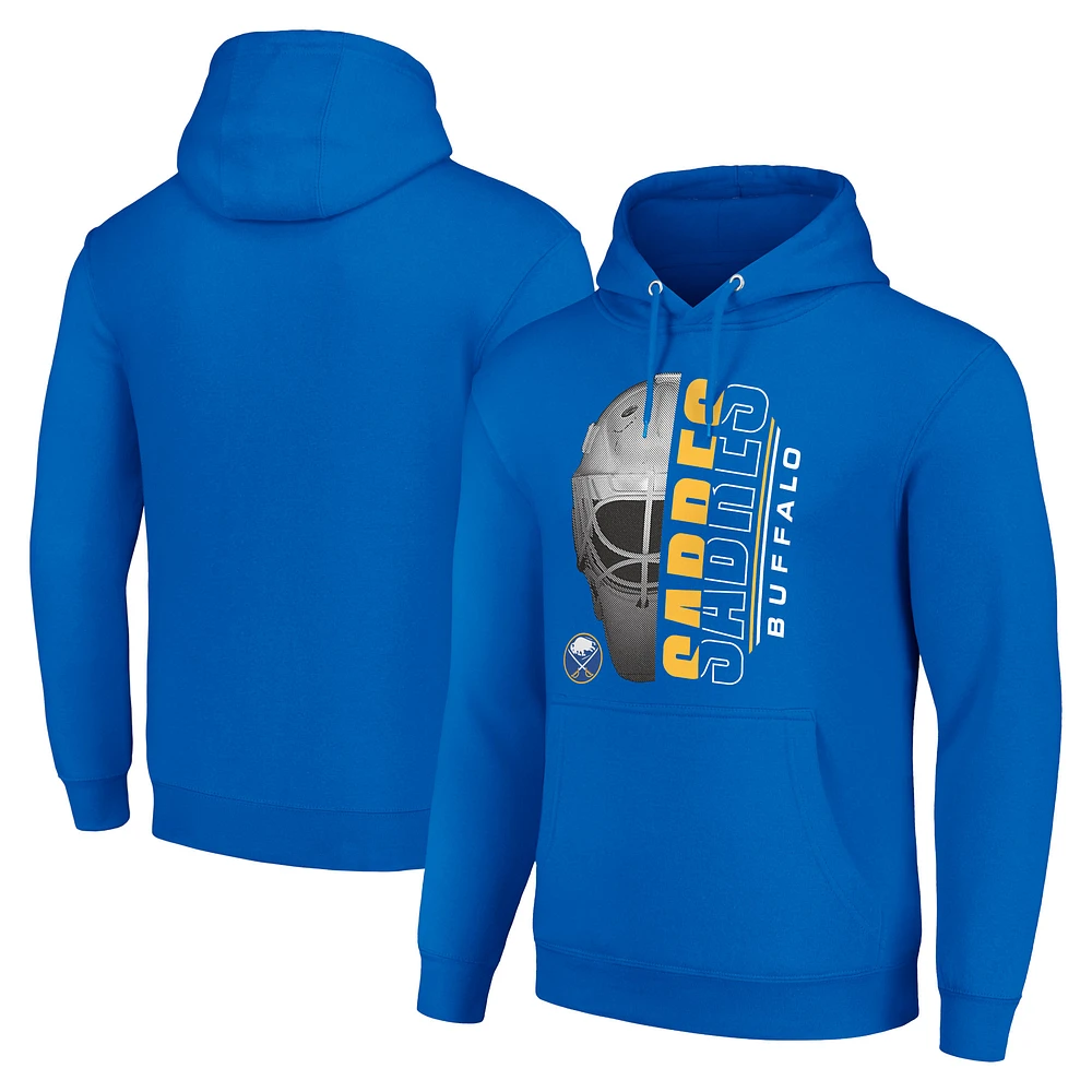 Men's Starter Royal Buffalo Sabres Half Helmet Fleece Pullover Hoodie