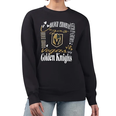 Women's G-III 4Her by Carl Banks Vegas Golden Knights Collage Graphic Fleece Long Sleeve Pullover Sweatshirt