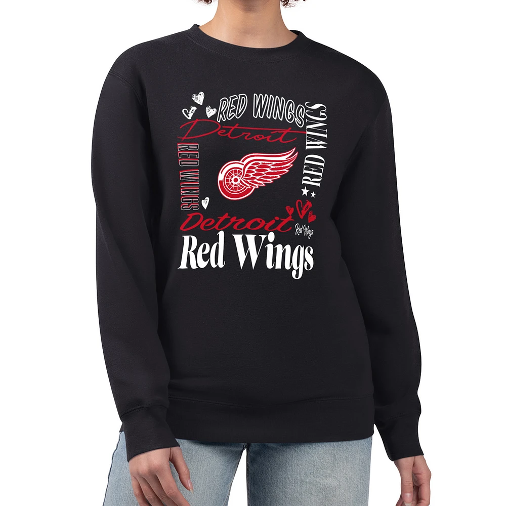 Women's G-III 4Her by Carl Banks Detroit Red Wings Collage Graphic Fleece Long Sleeve Pullover Sweatshirt
