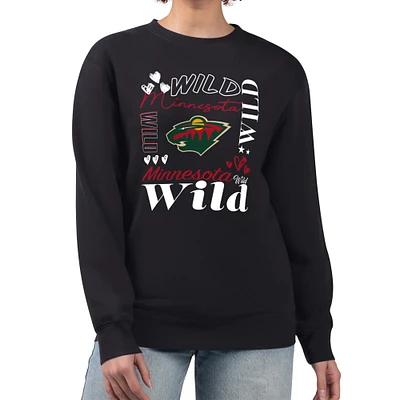 Women's G-III 4Her by Carl Banks Minnesota Wild Collage Graphic Fleece Long Sleeve Pullover Sweatshirt