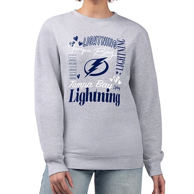 Women's G-III 4Her by Carl Banks Heather Gray Tampa Bay Lightning Collage Graphic Fleece Long Sleeve Pullover Sweatshirt