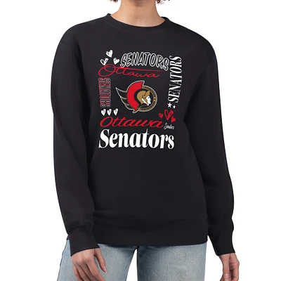 Women's G-III 4Her by Carl Banks Ottawa Senators Collage Graphic Fleece Long Sleeve Pullover Sweatshirt
