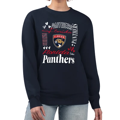 Women's G-III 4Her by Carl Banks Navy Florida Panthers Collage Graphic Fleece Long Sleeve Pullover Sweatshirt