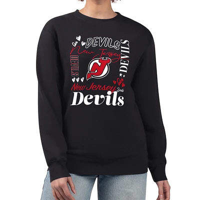 Women's G-III 4Her by Carl Banks New Jersey Devils Collage Graphic Fleece Long Sleeve Pullover Sweatshirt