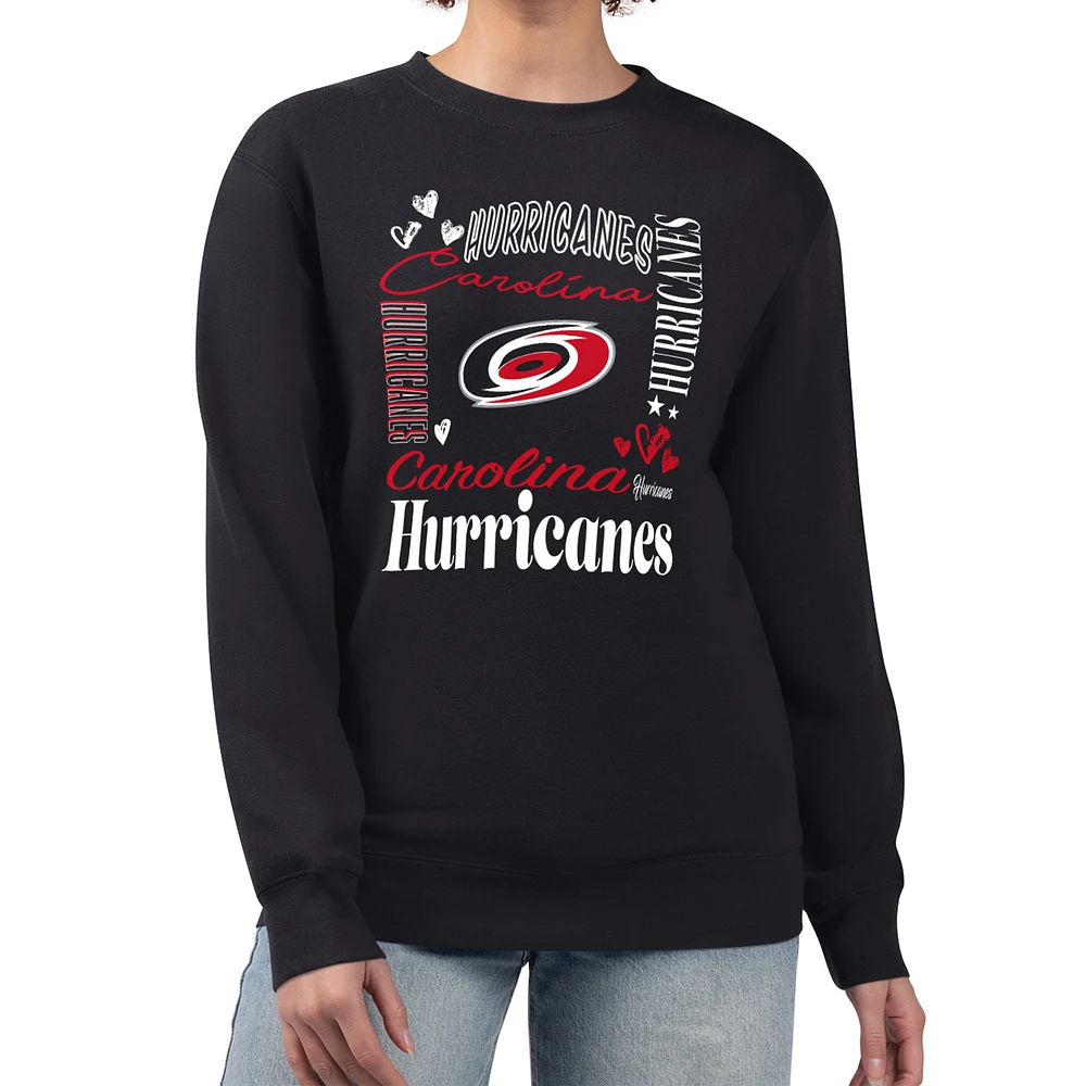 Women's G-III 4Her by Carl Banks Carolina Hurricanes Collage Graphic Fleece Long Sleeve Pullover Sweatshirt