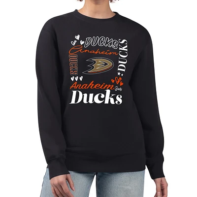 Women's G-III 4Her by Carl Banks Anaheim Ducks Collage Graphic Fleece Long Sleeve Pullover Sweatshirt